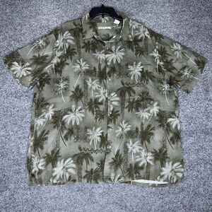 Batck Bay Hawaiian Shirt Mens 2XB Green Rayon Palm Tree Short Sleeve‎ Button Up